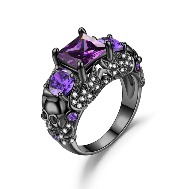 Gothic Skull Amethyst Angel Ring – AtPerry's Healing Crystals