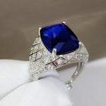 Extremely Elegant Sapphire Adjustable Ring - 925 Sterling SilverRing