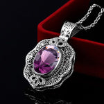 Vintage Amethyst Flower Pendant - 925 Sterling Silver (No Chain)Necklace