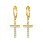 Cross Diamond Drop Earrings - 925 Sterling SilverEarringsGold