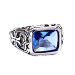 Natural Sapphire Mens Ring - 925 Sterling SilverRing9