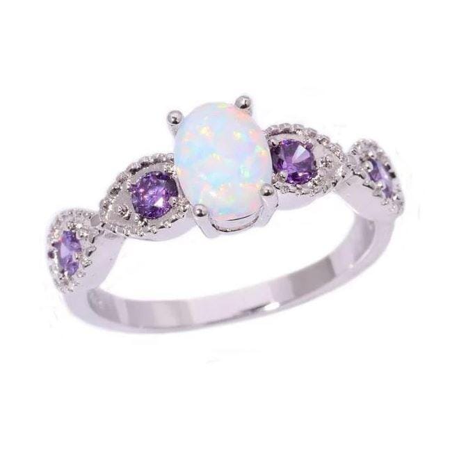 White Fire Opal Amethyst RingRing