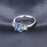 3 Stone Square Natural Sky Blue Topaz Ring - 925 Sterling SilverRing