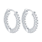Party Fashion Diamond Hoop Earrings - 925 Sterling SilverEarrings
