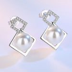 Charming Style Geometric Square White Pearl - 925 Sterling SilverNecklace