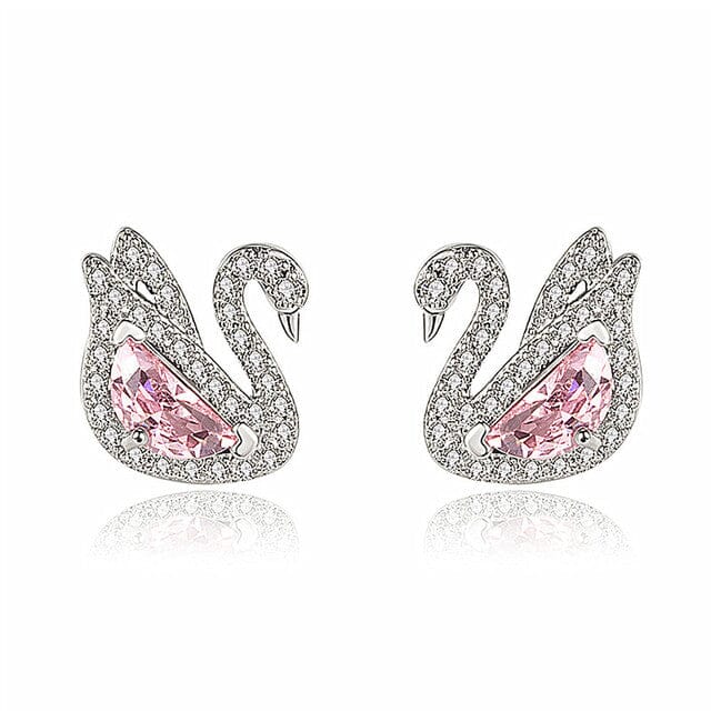Swan Crystal Stone Stud EarringsEarringswhite gold earrings