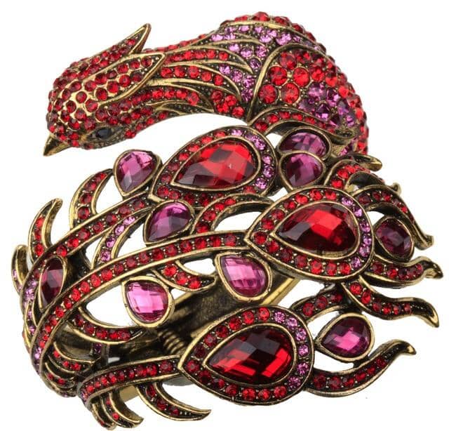 Peacock Crystal Rhinestone Bangle Cuff JewelryJewelry SetRed