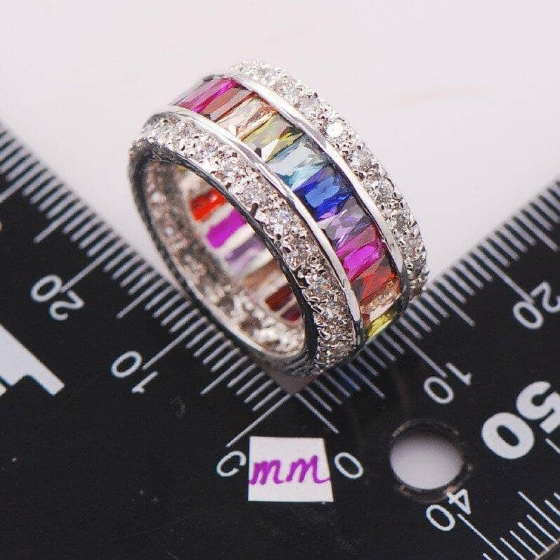 Multi Gemstone Ring - 925 Sterling SilverRing