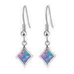 White Blue Rainbow Fire Opal Silver Earrings 1" - For WomenEarringsMulticolour