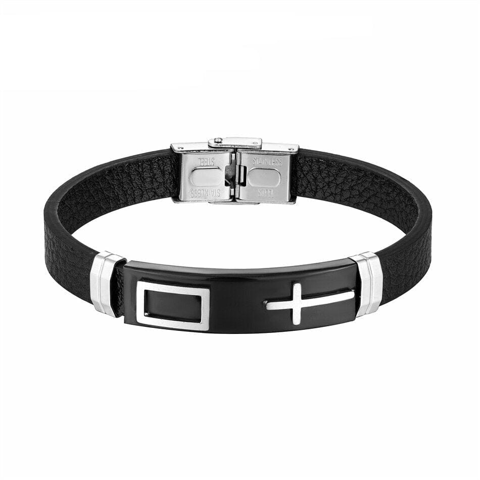 WWJD Christian Cross Adjustable Leather Belt BraceletBraceletSteel Bangle 117cm