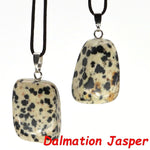 Aventurine and Other Stones Natural Crystal Irregular Tumbled Stone Reiki Rope NecklaceNecklaceDalmation Jasper