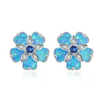 Cherry Blossom Opal Stud EarringsEarringsBlue Fire Opal/ Aquamarine