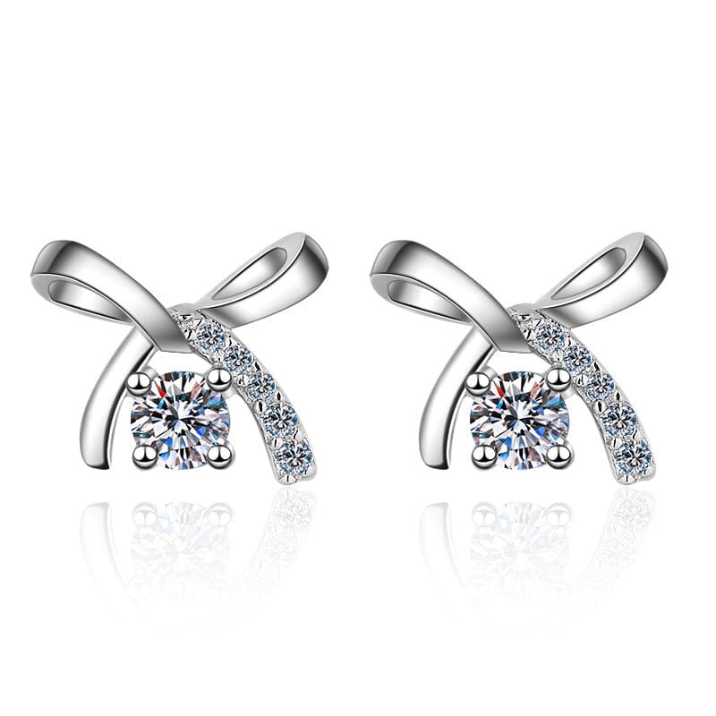 Diamond Bowknot Stud Earrings- 925 Sterling SilverEarrings