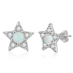 Star White Opal CZ Stud Earrings - 925 Sterling SilverEarrings