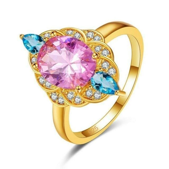 Luxury Topaz Gold RingRing9Pink and Blue