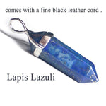 19 Design Natural Crystal Pendant Black Leather NecklacesNecklaceLapis Lazuli