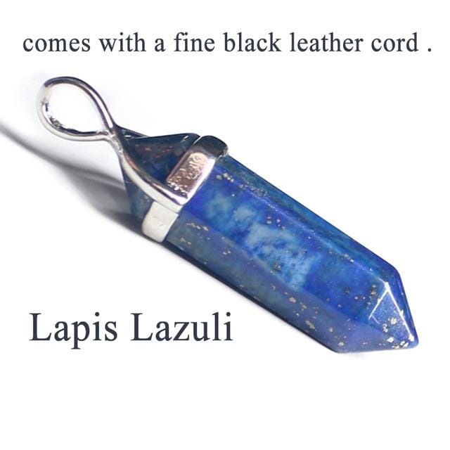 19 Design Natural Crystal Pendant Black Leather NecklacesNecklaceLapis Lazuli