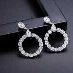 Round Flower CZ Crystal Dangle EarringsEarrings