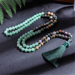 Indian Agate Green Aventurine Beads Japamala Necklace/Bracelet SetJewelry Set