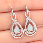 Blue & White Fire Opal Water Drop EarringsEarrings