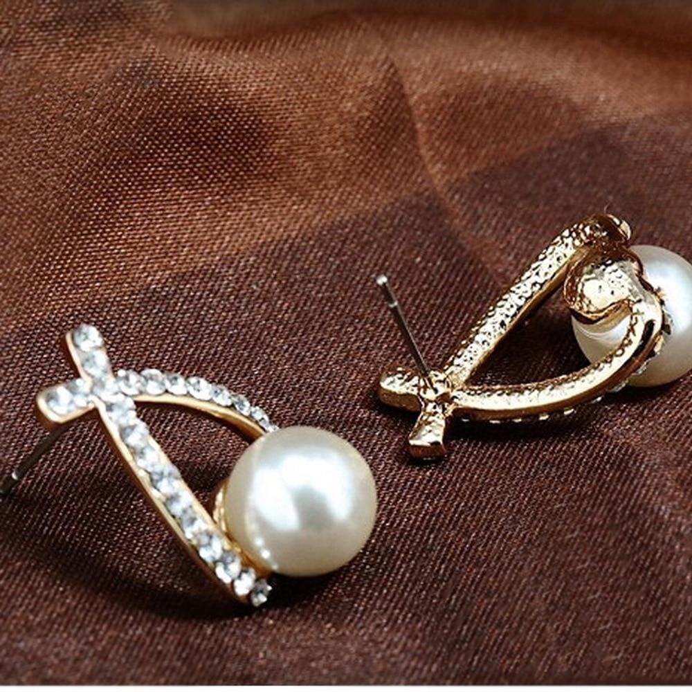 Gold Crystal Pearl EarringsEarrings
