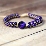 Handmade Natural Stone Charm Purple Tiger Eye String Braided BraceletsBracelet