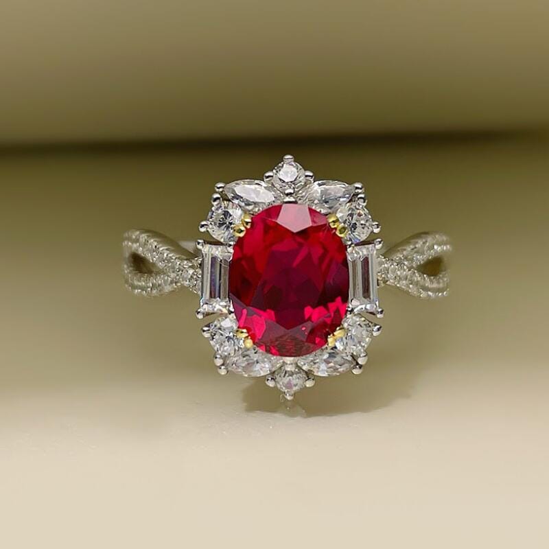 Precious Oval Crystal Ruby Resizable RingRing