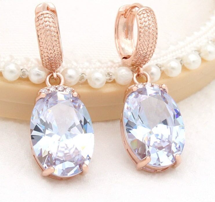Large Lovely Pink Opal Dangle Earrings - 585 Rose GoldEarringsRGWH