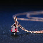 Teardrop Garnet Pyrope Pendant Necklace - 18K Rose GoldNecklace