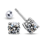 Real Geometric Diamond Stud Earrings - 925 Sterling SilverEarrings1 Carat Each
