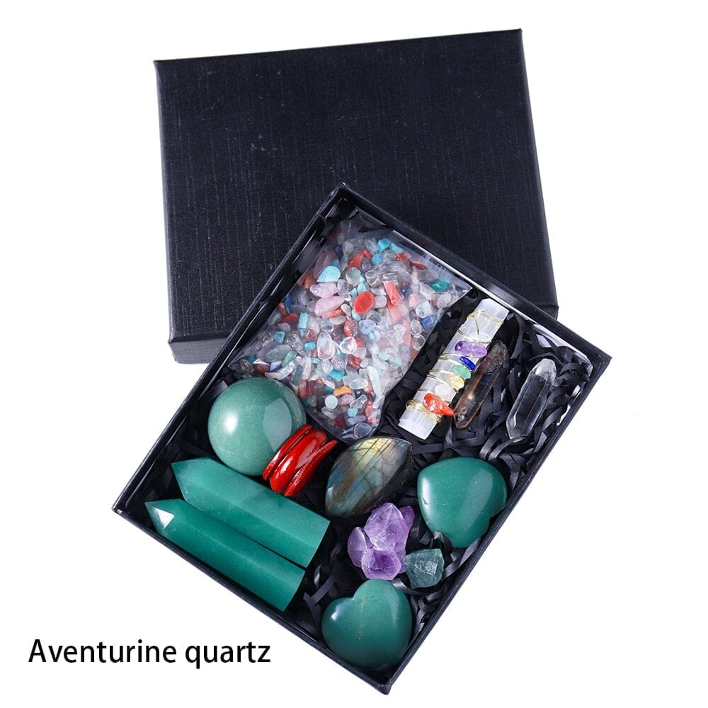 Natural Crystal Point Healing Stones, Wand and Chakra Stone Collection BoxRaw Stoneaventurine