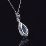 Water Drop Shaped Aquamarine Pendant Necklace - 925 Sterling SilverNecklace