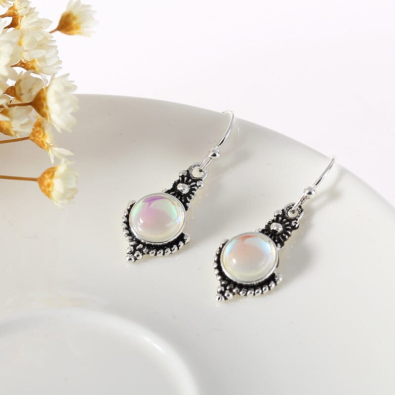 Ethnic Rainbow Moonstone Drop EarringsEarrings