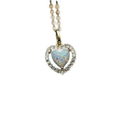 Heart Choker CZ Opal Necklace - 925 Sterling SilverNecklace