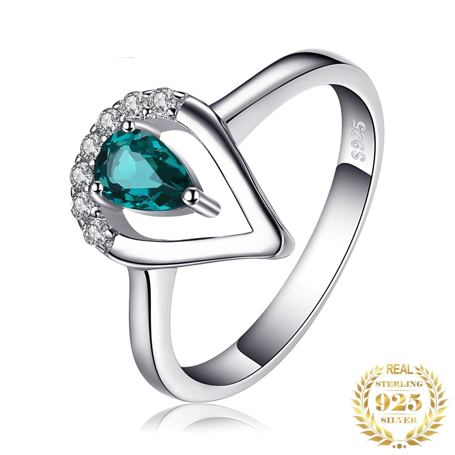 Pear Simulated Nano Emerald Ring - 925 Sterling SilverRing6
