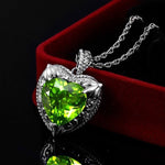 Lovely Heart Shaped Olivine Peridot Crystal Pendant Necklace - 925 Sterling SilverNecklace