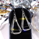 4 Tone Luxury Crystal Stone Triangle Dangle EarringEarrings