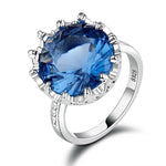 Blue Sapphire Crown Ring - 925 Sterling SilverRing6
