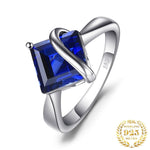 3.3ct Square Created Blue Sapphire Ring - 925 Sterling SilverRing6