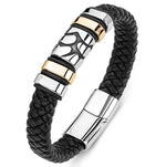 WWJD Fashion Classic Black Woven Leather Inlaid Cross Magnetic BraceletBracelet