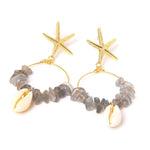 Boho Puka Shell Stone Chips Starfish Charm EarringsEarrings17 Labradourite