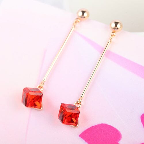 Lovely Fashion Square Color Crystal Dangle EarringsEarrings