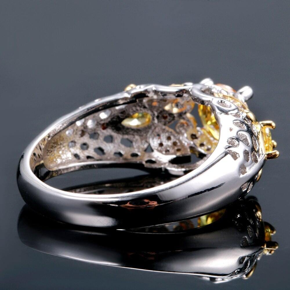Yellow Citrine Bee Ring - 925 Sterling SilverRing