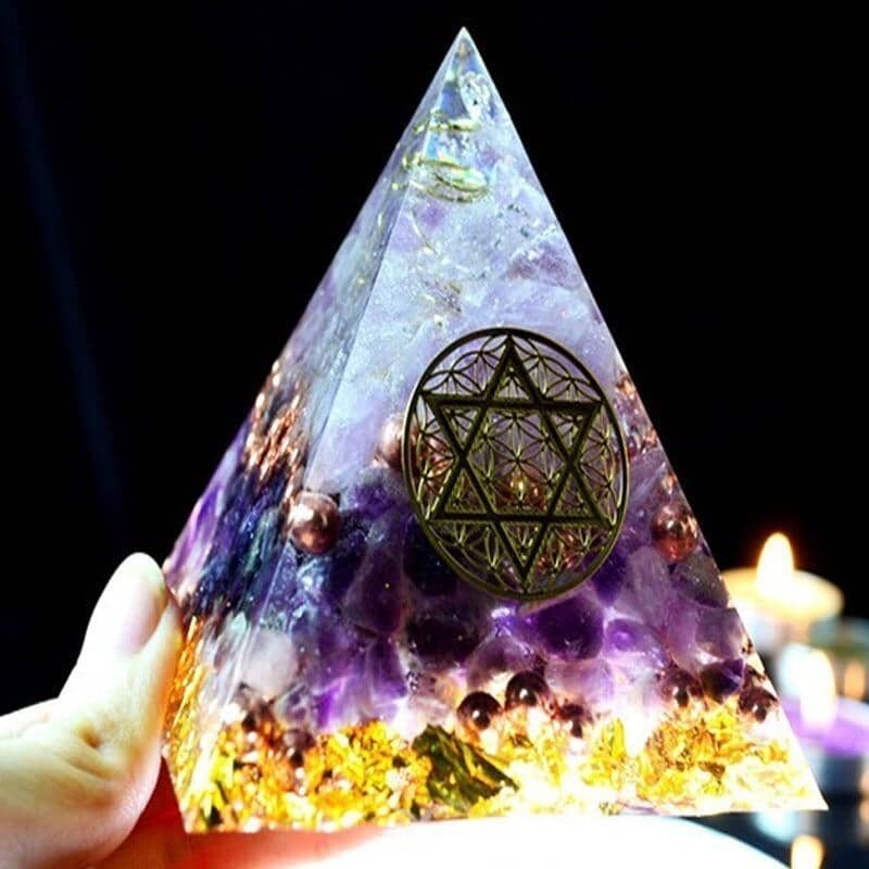 Orgone Pyramid Amethyst Natural CrystalHome Decor