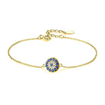 Lovely Blue Eyes Sapphire Gold and Silver Jewelry Set - 925 Sterling SilverRingBracelet-Gold