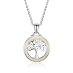 Tree of Life Fire Opal Round NecklaceNecklaceWhite