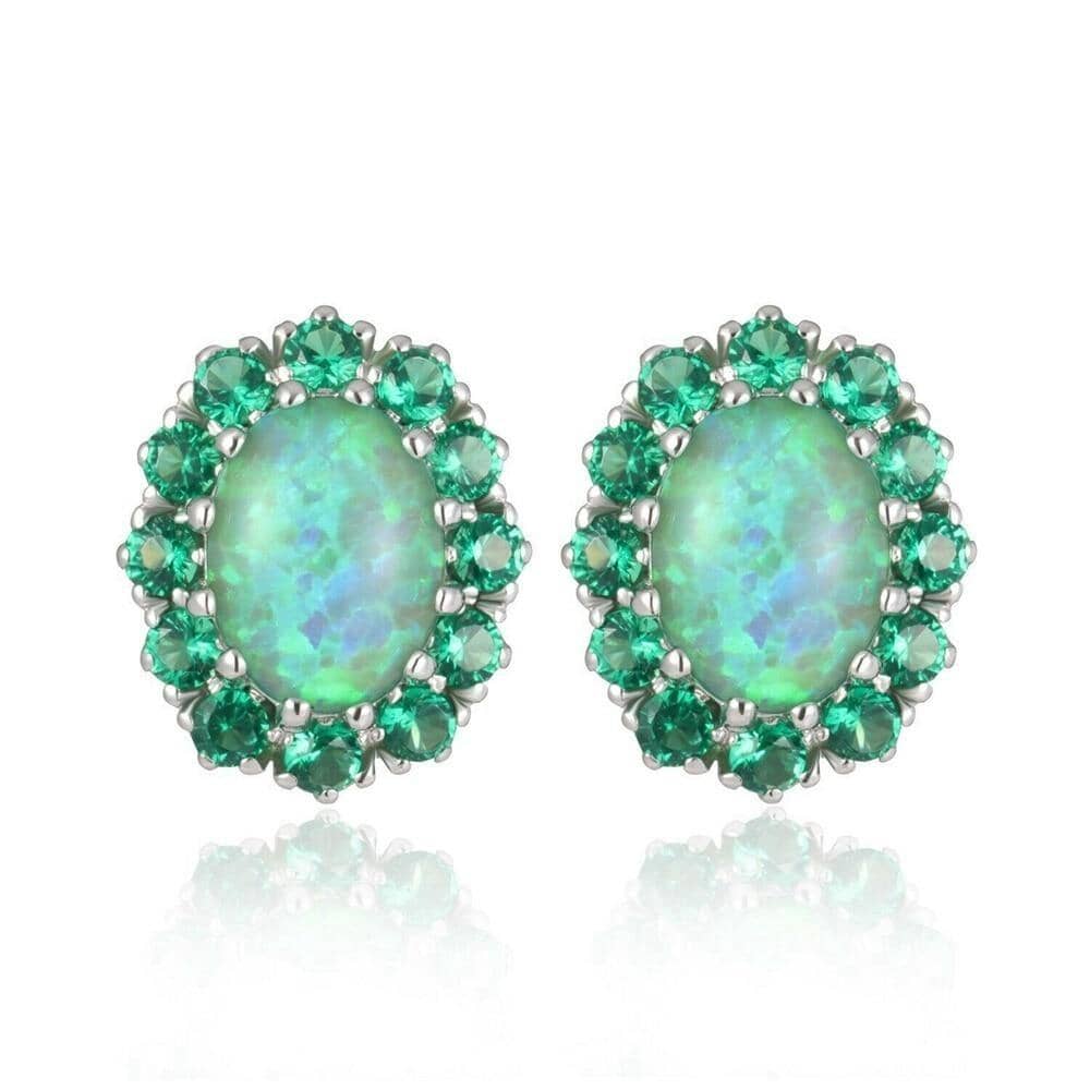 Green Fire Opal Emerald Stud Earrings – AtPerry's Healing Crystals