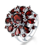 Scarlet Garnet Flower Ring - 925 Sterling SilverRing7