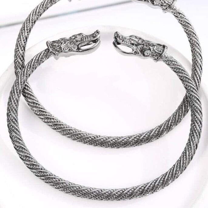 Fashion Dragon Head Cuff Bracelet - 925 Sterling SilverBracelet