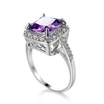 Square Amethyst Trendy Ring - 925 Sterling SilverRing7